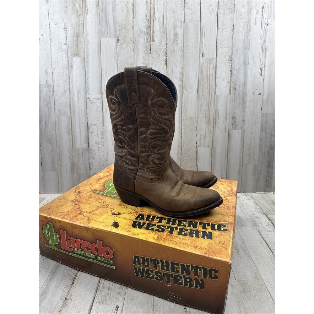Laredo Women's Bridget 51084 Western Cowboy Boots 7.5 M Tan Brown Distress
